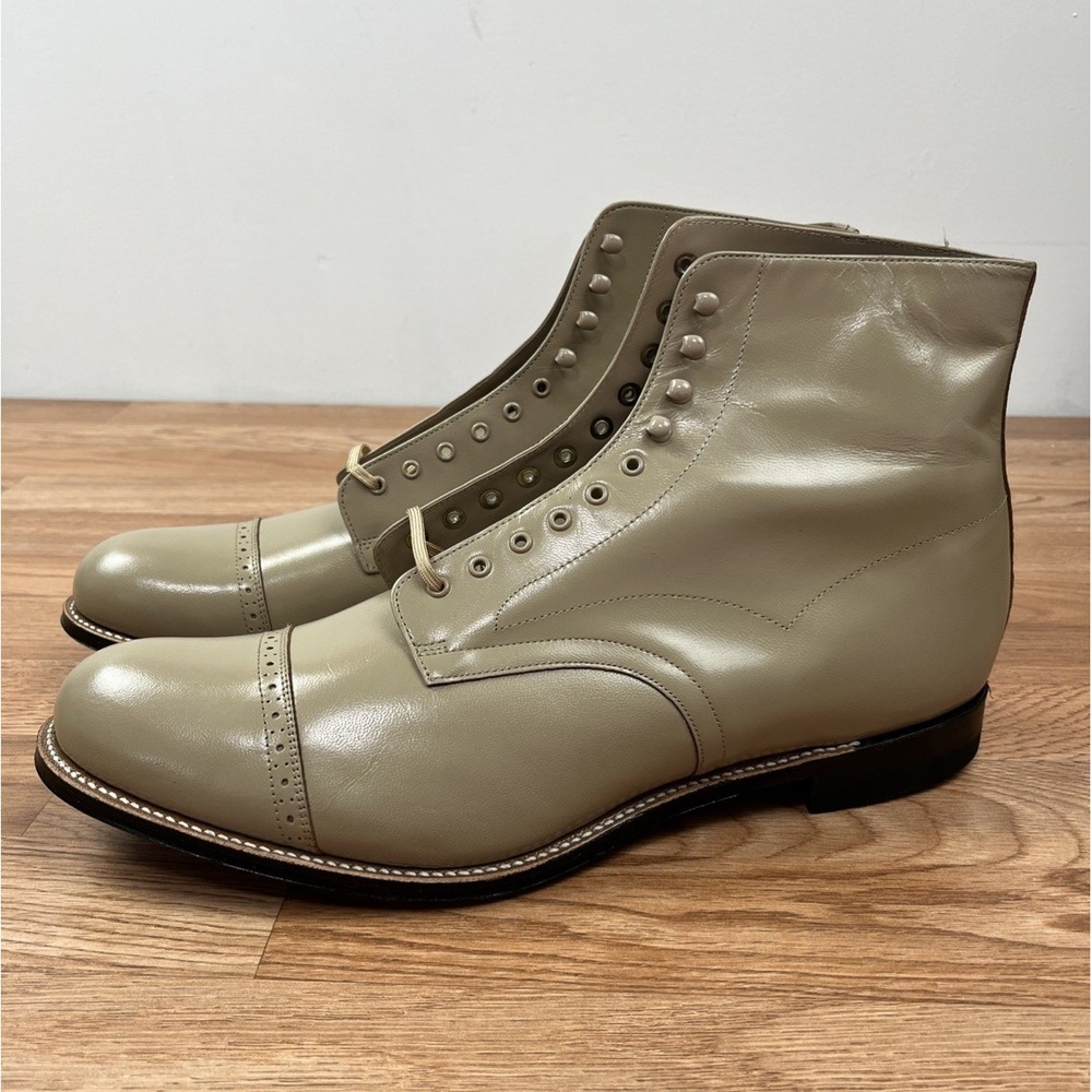 Stacy Adams Madison Cap Toe Leather Boots in Taupe, Mens Size 14 NEW